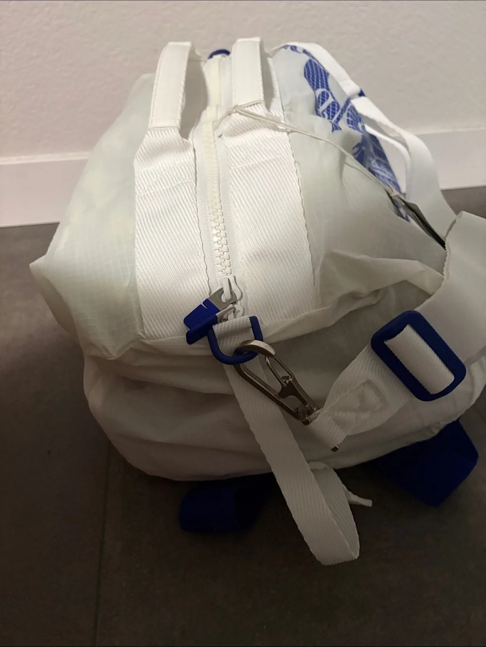 BNWT Burberry Nylon Duffle Backpack with EKD Royal Blue Logo